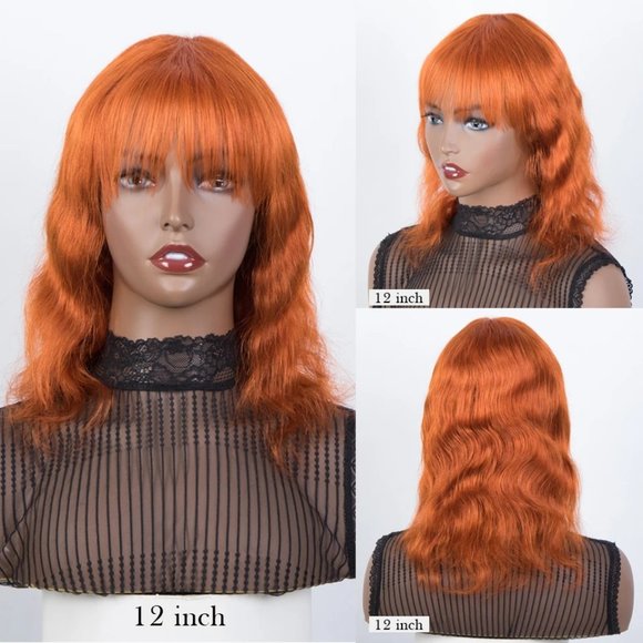 Host Pick❤️12" Body Wave Ginger 100% Human Hair Wig - Picture 1 of 5